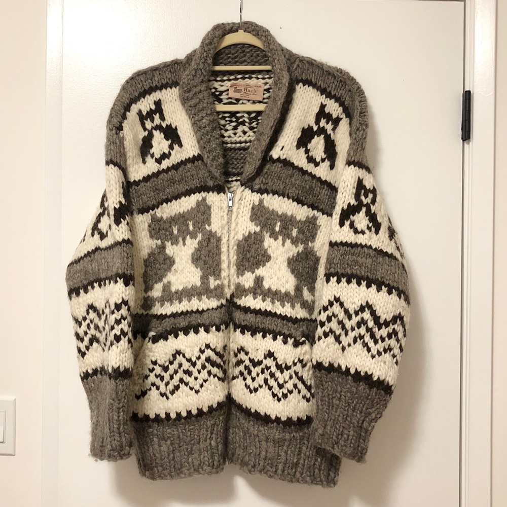 Genuine handmade Cowichan sweater owl pattern